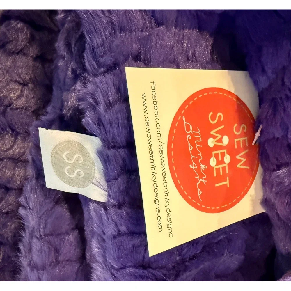 Sew Sweet Minky Designs 60x70 Throw Blanket Purple Ribbed Cozy USA Plush NEW
